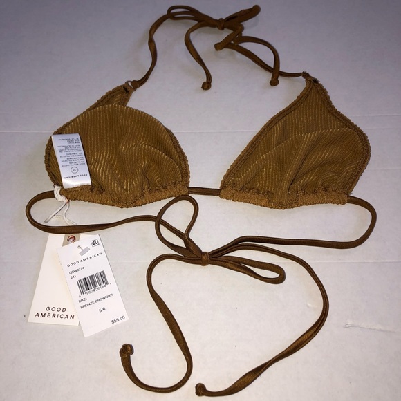 Good American Tiny Ties Bikini Top Swimsuit in Bronze - Size 5/6 XXL- NWT set - Picture 10 of 16